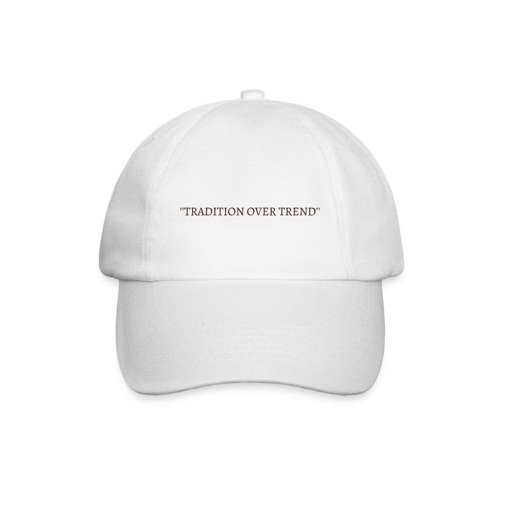 ''Tradition over trend'' base ball cap. LIMITED EDITION - white/white